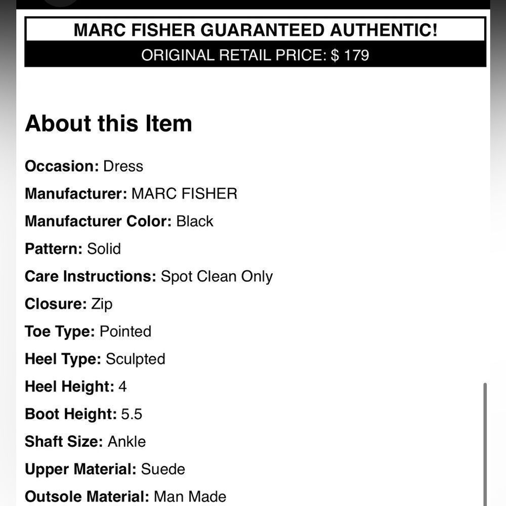 NIB -Marc Fisher Black Mayae Pointed Toe Sculpted… - image 8